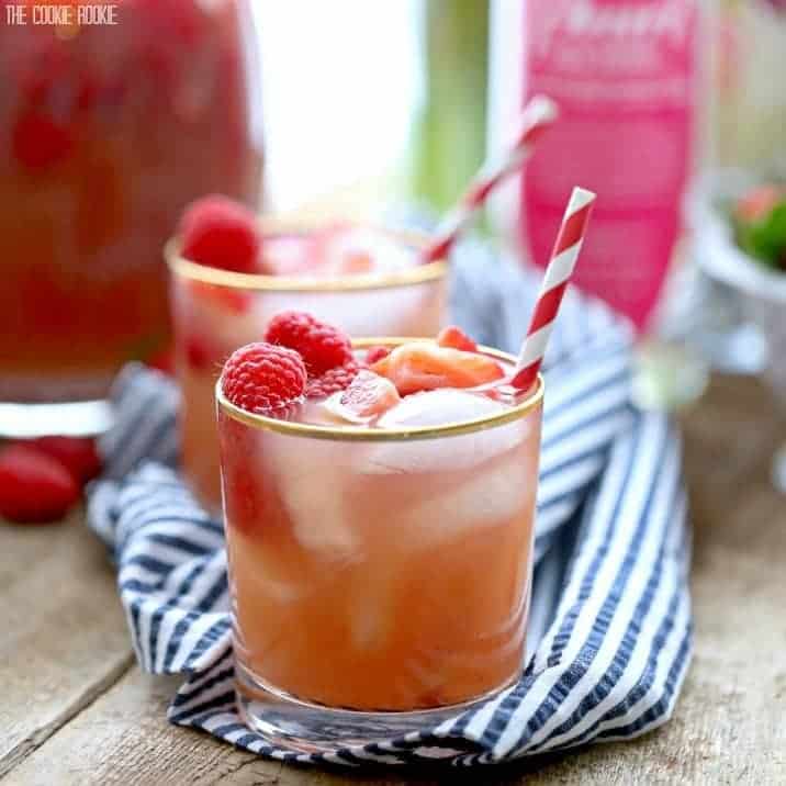 Easy Red Berry Sangria made with Pearl Red Berry Vodka, Moscato white wine, berry juice, and soda! 
