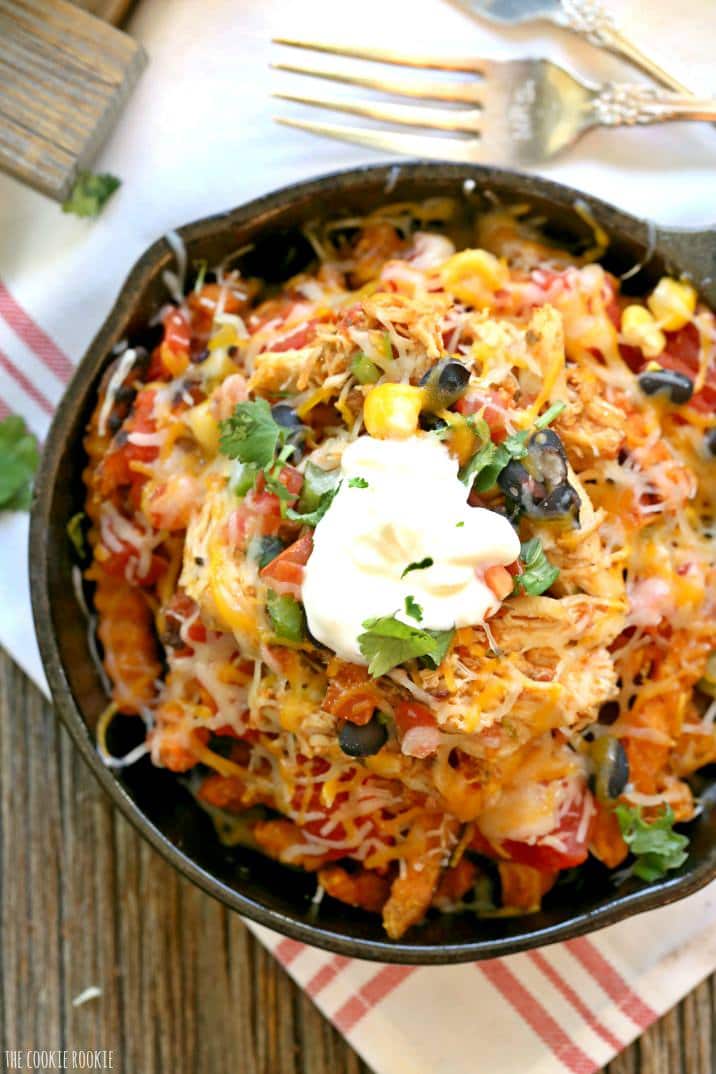 Skinny Loaded Sweet Potato Fry Nachos - The Cookie Rookie®