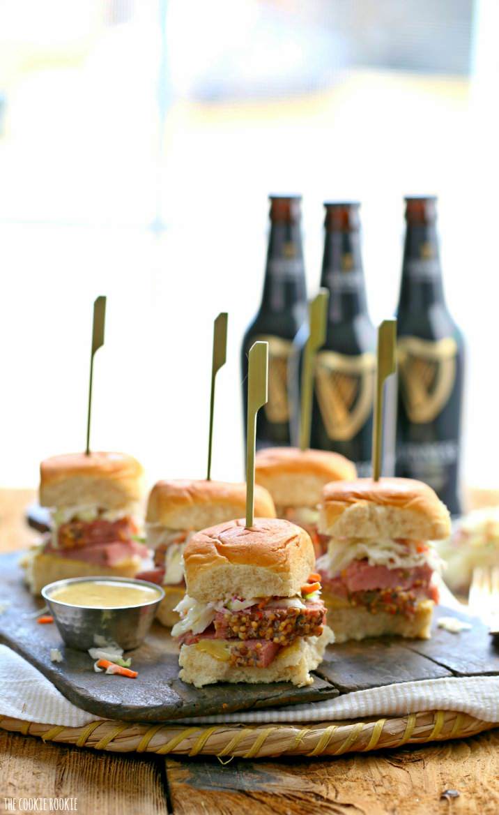 sliders on a wooden platter