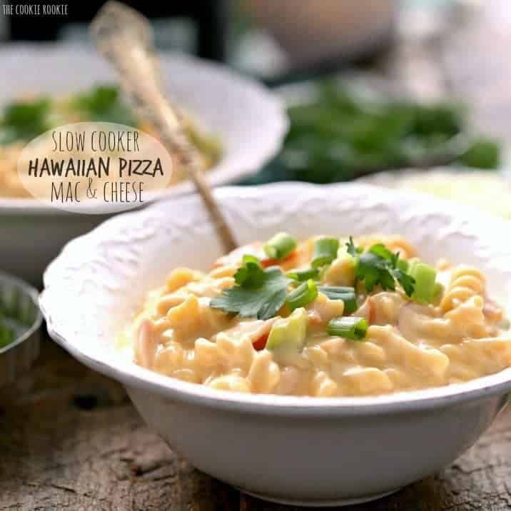slow cooker hawaiian pizza macaroni and cheese