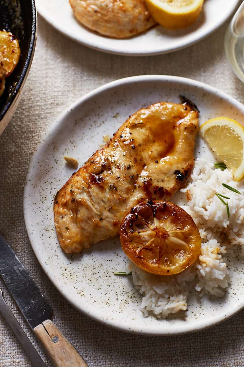 plate of lemon chicken