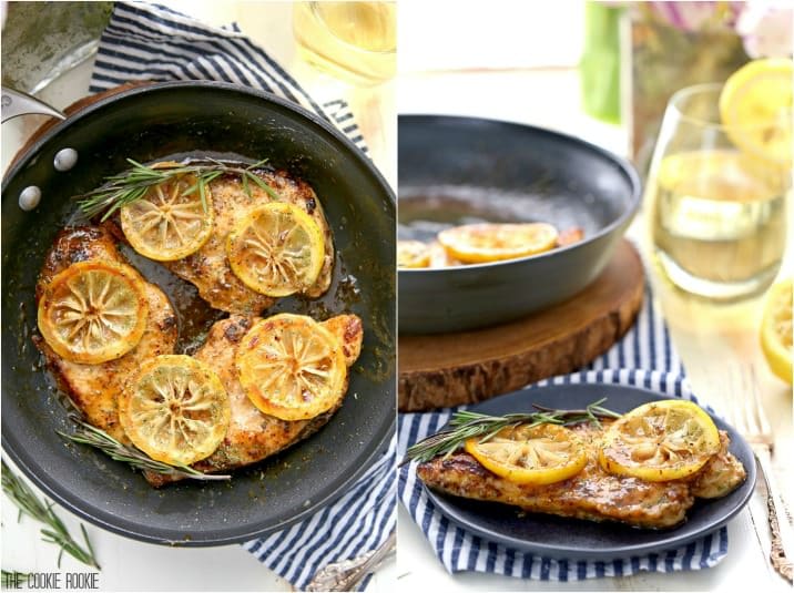Easy Skillet Lemon Chicken with White Wine, our FAVORITE one pot dinner for any occasion! SO delicious and made in under 30 minutes!