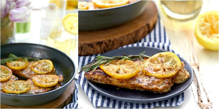 Easy Skillet Lemon Chicken with White Wine, our FAVORITE one pot dinner for any occasion! SO delicious and made in under 30 minutes!