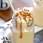 caramel Frappuccino in a glass mug