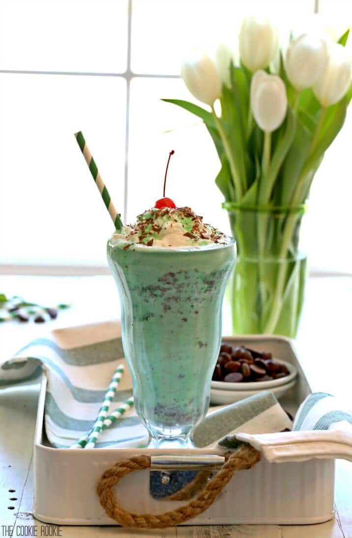 green shake on a serving tray