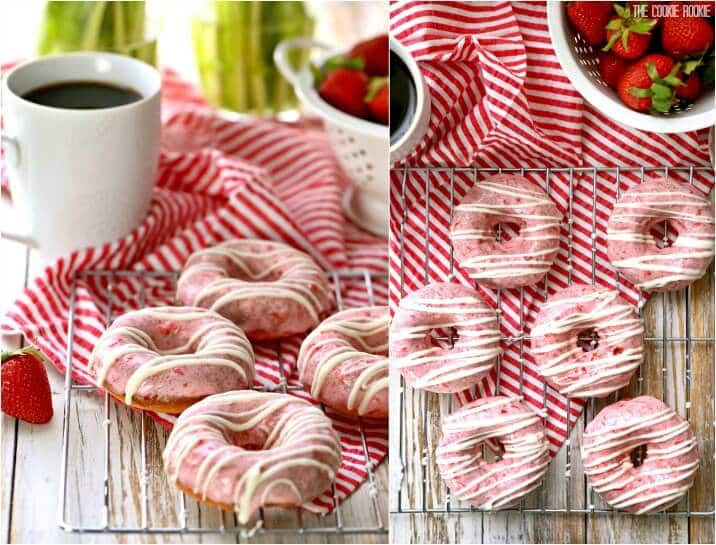 donuts covered in frosting on a wire rack on a table