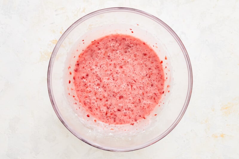 strawberry glaze in a glass bowl.