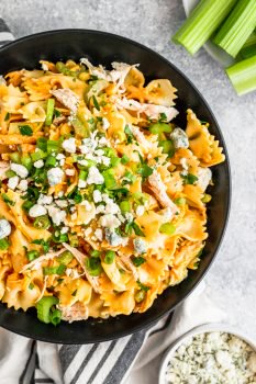 Buffalo Chicken Pasta Salad is the perfect BBQ side dish! I love the classic Buffalo Chicken flavors, so adding that into a pasta salad recipe is such a great combo. It's just the right amount of spice and heat to add to any summertime spread. This Easy Pasta Salad Recipe is so unique and delicious!