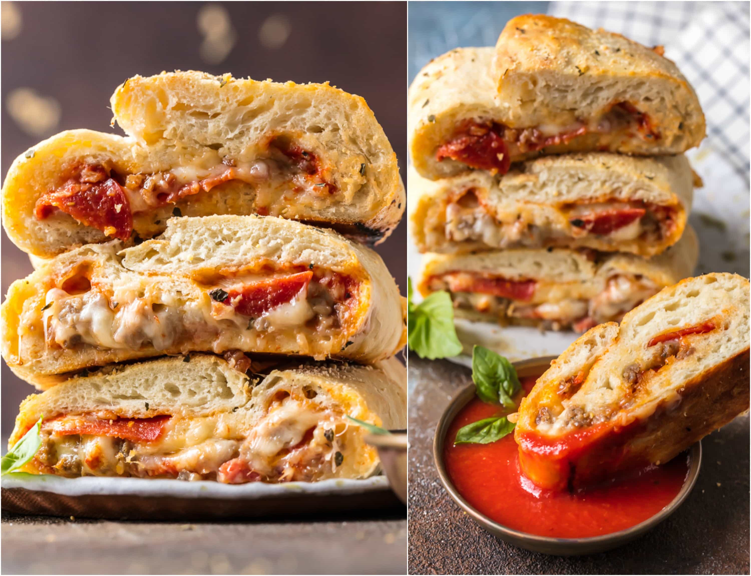 stacked pieces of stromboli
