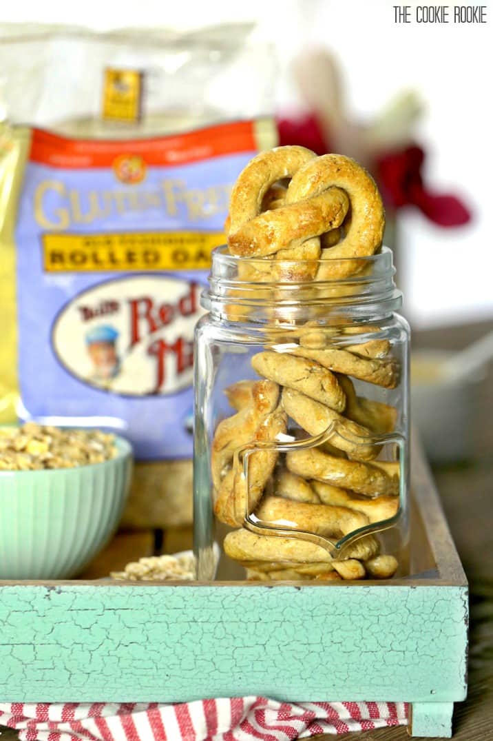 stack of pretzels in jar