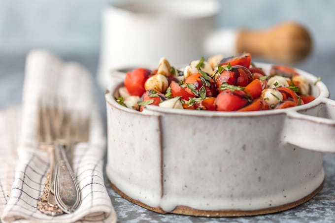 bowl of chopped caprese salad
