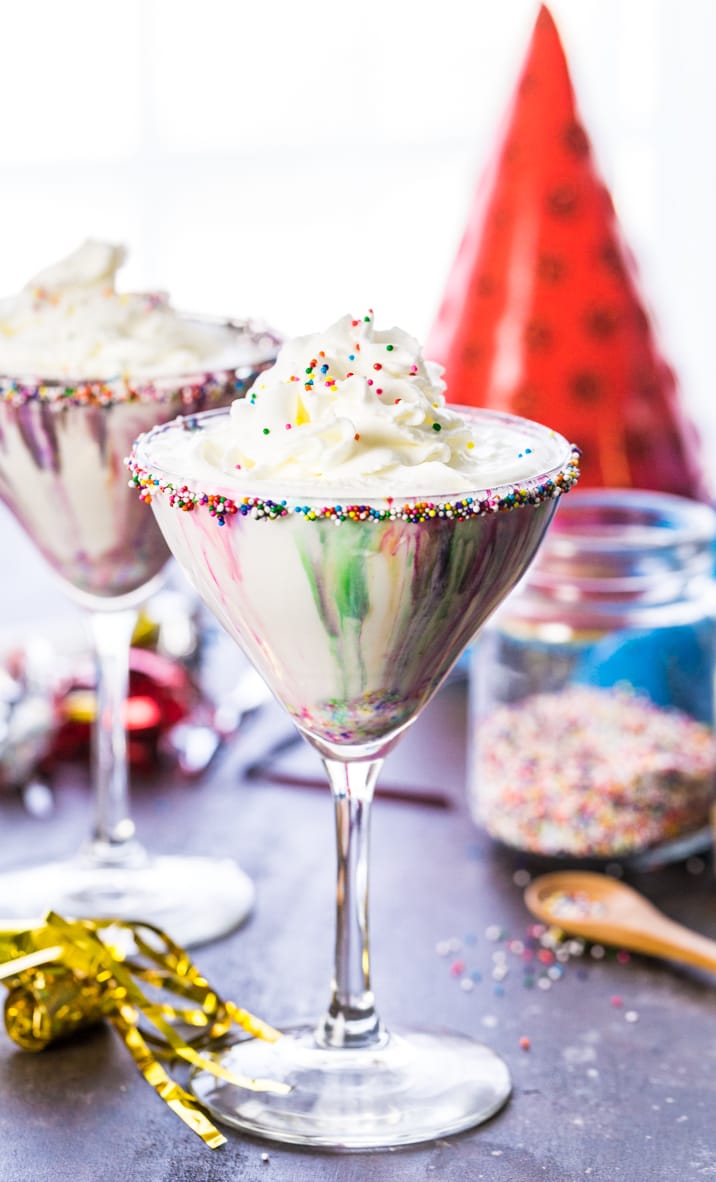 coloful martinis on a table