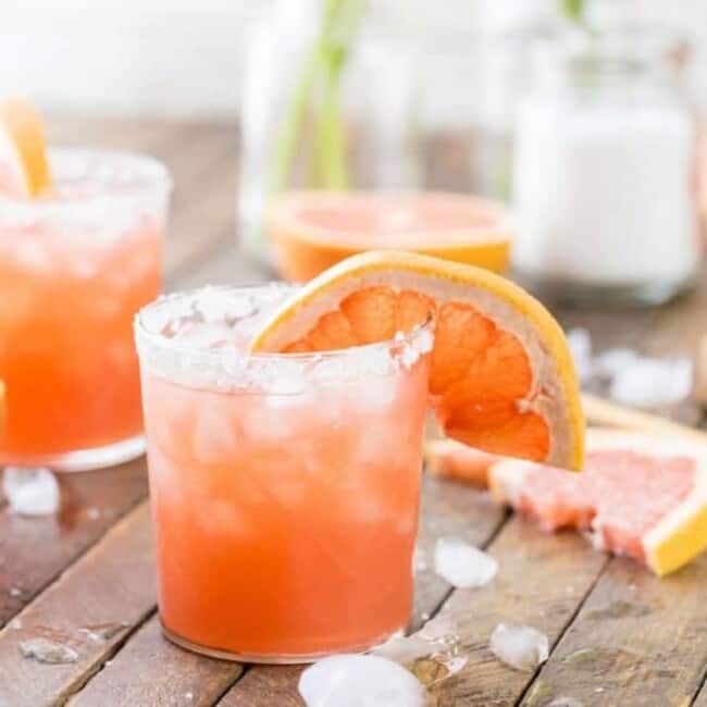 Grapefruit Salty Dog Cocktail on table