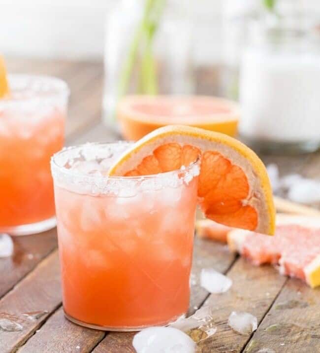 Grapefruit Salty Dog Cocktail on table
