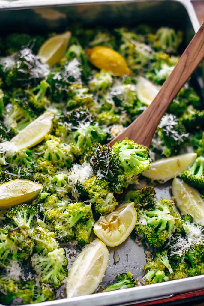 Parmesan Roasted Broccoli with Lemon (Baked Broccoli Side Dish) VIDEO