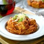 Easy One Pot Chicken Parmesan Pasta made in under 30 minutes! This quick and easy weeknight meal is loved by the entire family!