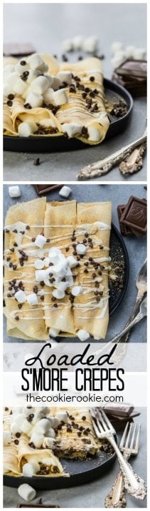 Loaded S'more Crepes! It doesn't get better than Smore Crepes, packed with toasted marshmallows, graham cracker crumbs, and lots of milk chocolate!