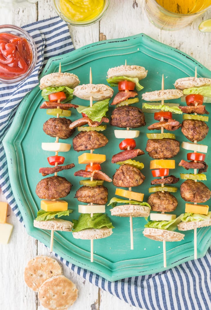 middernacht Bladeren verzamelen Dreigend Mini Bacon Cheeseburger Shish Kebab Recipe - The Cookie Rookie®