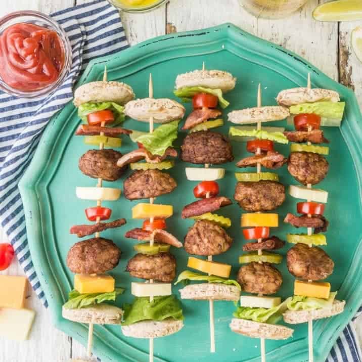 Deconstructed Bacon Cheeseburger Kebabs