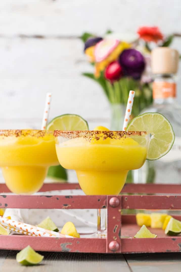 super easy chili mango margaritas w/ non-alcoholic option