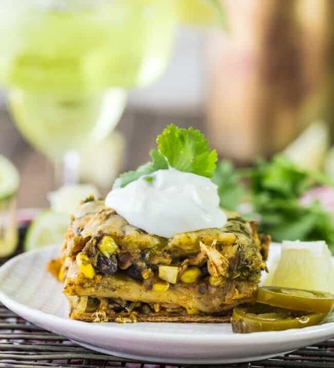 chicken mexican lasagna on a plate