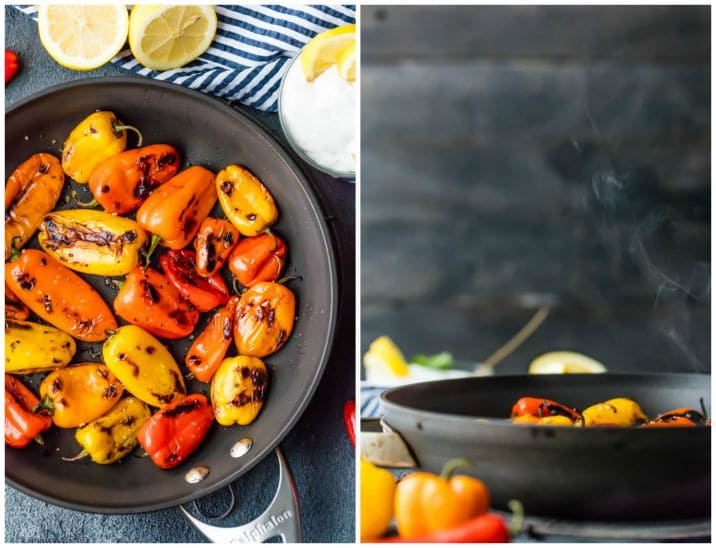 peppers on a skillet