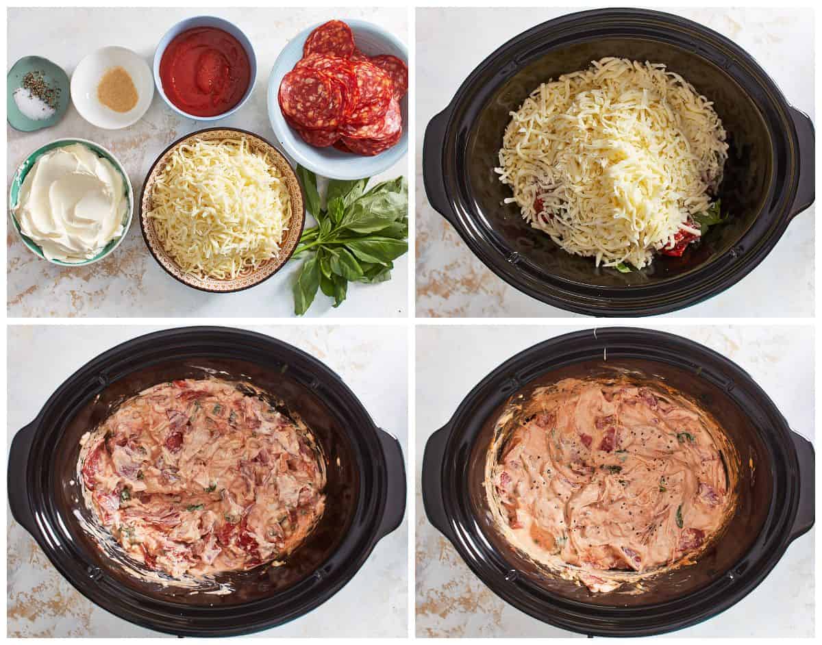 step by step photos for how to make crockpot pizza dip