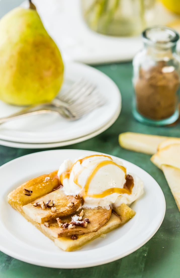 This SUPER EASY Pear Tart has only 5 ingredients and is sure to please! Pear Tarts are a beautiful and simple dessert the entire family will love! Serve with ice cream for a special treat!