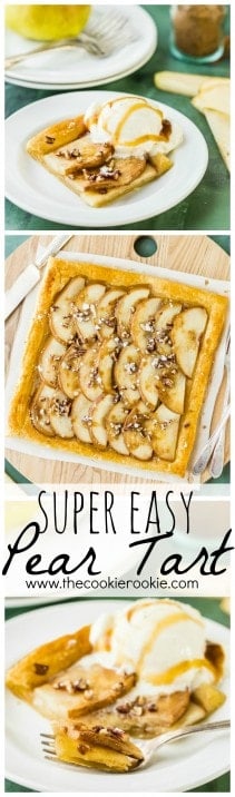 This SUPER EASY Pear Tart has only 5 ingredients and is sure to please! Pear Tarts are a beautiful and simple dessert the entire family will love! Serve with ice cream for a special treat!