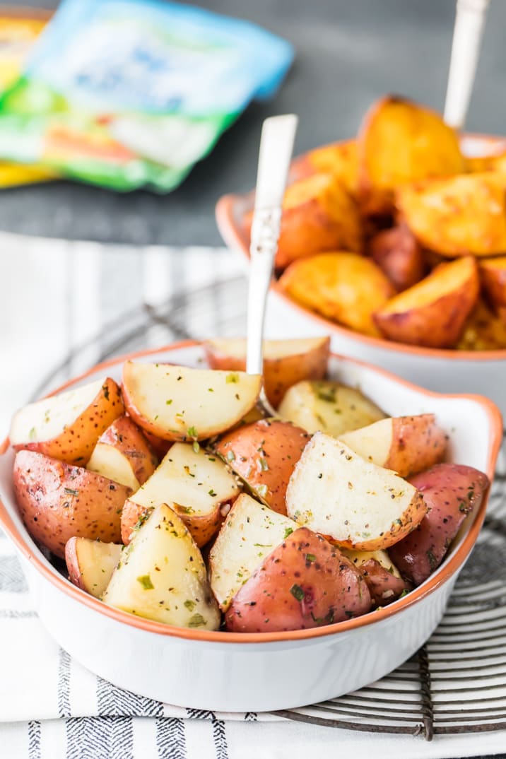 slow cooker potatoes plated