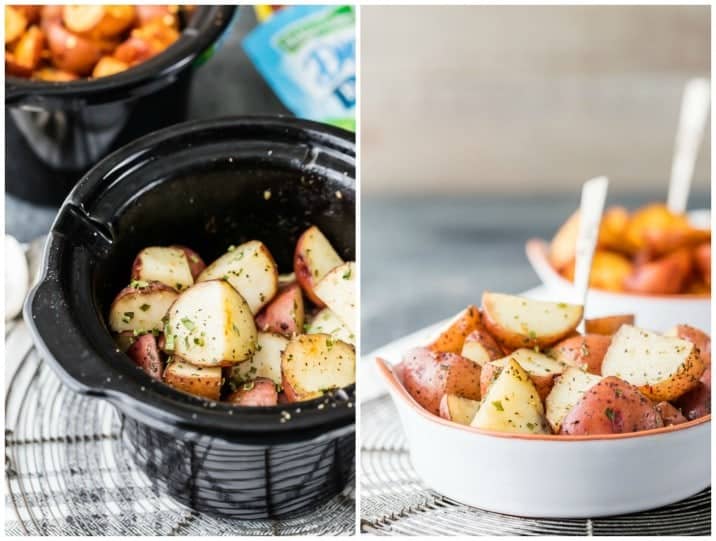Crock Pot Potatoes are our favorite easy side dish recipe! We have made these Slow Cooker Potatoes two ways, in Garlic Ranch and Taco flavored! My mind is blown by how simple making Crockpot Red Potatoes can be...and the sky is the limit with flavors. This recipe is amazing as a side dish to almost any meal...such a great weeknight option.
