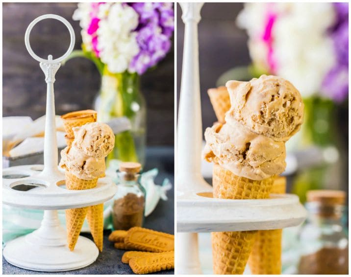pumpkin ice cream in waffles cones