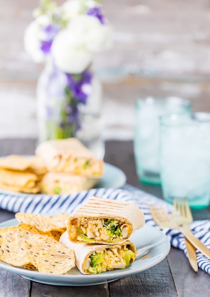 healthy chicken wraps on a plate