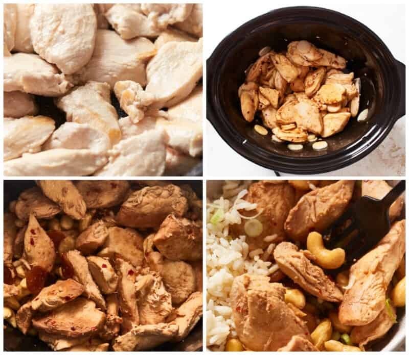step by step photos for how to make crockpot cashew chicken.
