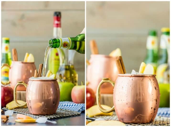 moscow mule copper mugs on table
