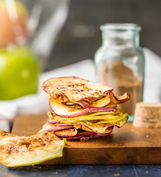Cinnamon Sugar Microwave Apple Chips! The perfect sweet snack made in about 6 minutes! Healthy, delicious, and SUPER EASY!