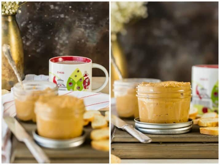 peanut butter fluff spread  on table with cup of coffee behind