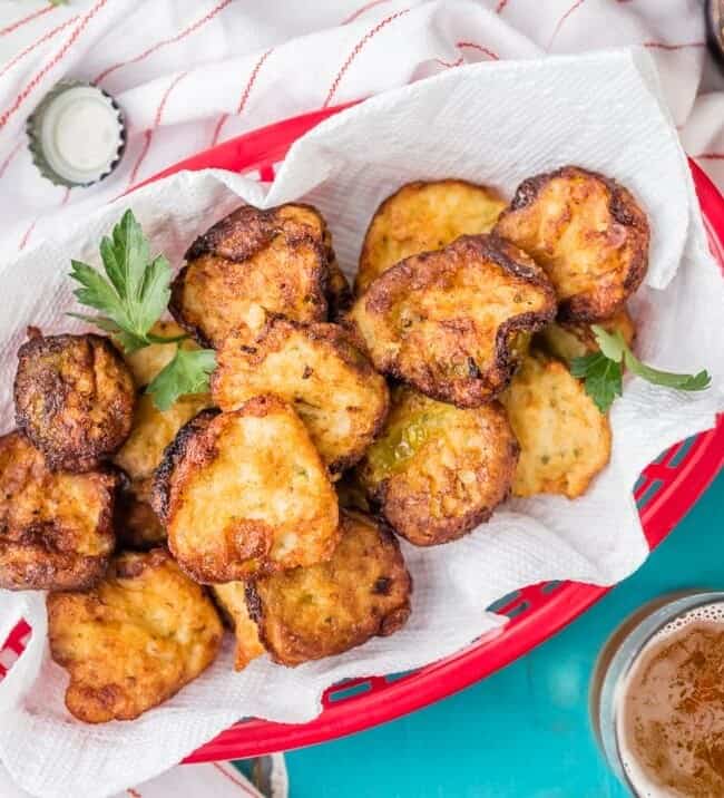 Ranch Fried Pickles, the perfect easy snack or sandwich topper! SO ADDICTING!
