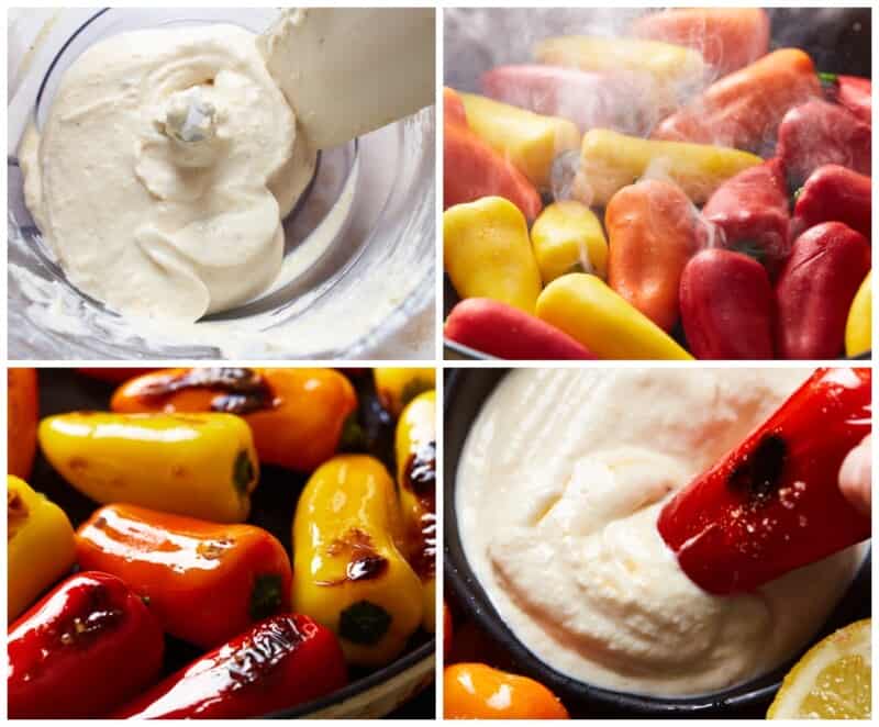 step by step photos for how to make blistered sweet peppers.