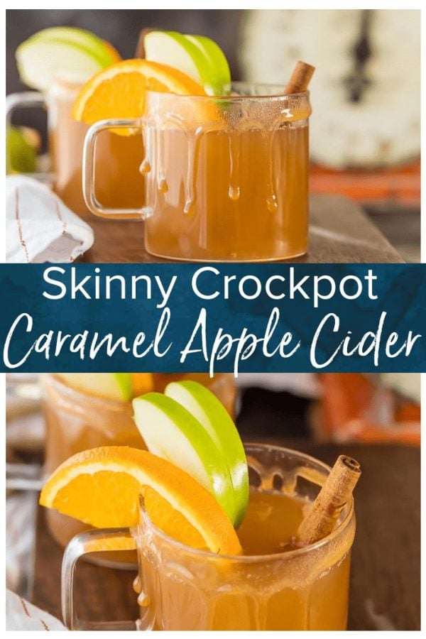 Crockpot Apple Cider is the easiest way to make delicious apple cider from scratch! Even better, this recipe is skinny, low calorie version. This Caramel Apple Cider is the BEST drink recipe for fall. Make it a cocktail or mocktail, both are DELISH. I crave this comforting sip all year round!