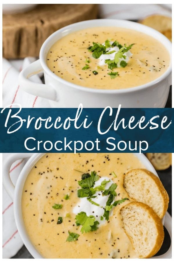 This Crockpot Broccoli Cheese Soup recipe is the perfect fall soup! It's easy, it's cheesy, and it's so delicious. I love this slow cooker broccoli cheese soup any time of the year.