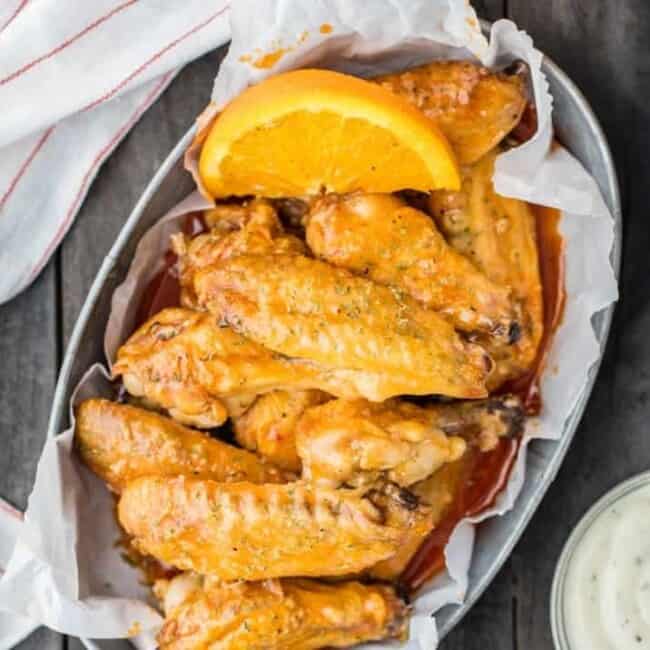 Baked Wings Recipe with Orange Hot Wing Sauce