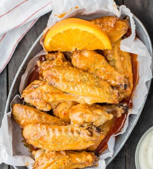 baked hot wings with orange soda sauce