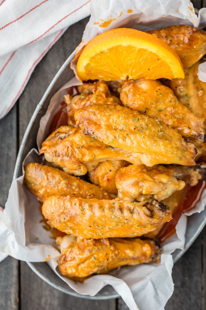 Baked Wings Recipe with Orange Hot Wing Sauce