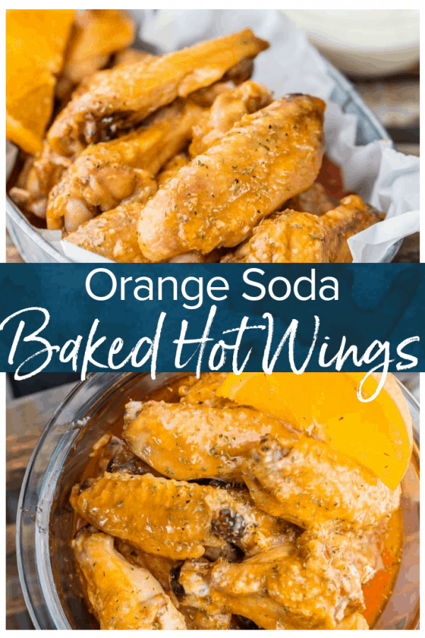 Baked Hot Wings are one of my favorite appetizers! This baked hot wings recipe is made with the most delicious orange soda hot wing sauce. The perfect mixture of spicy and sweet, these chicken wings are an EASY BAKED APPETIZER perfect for tailgating!