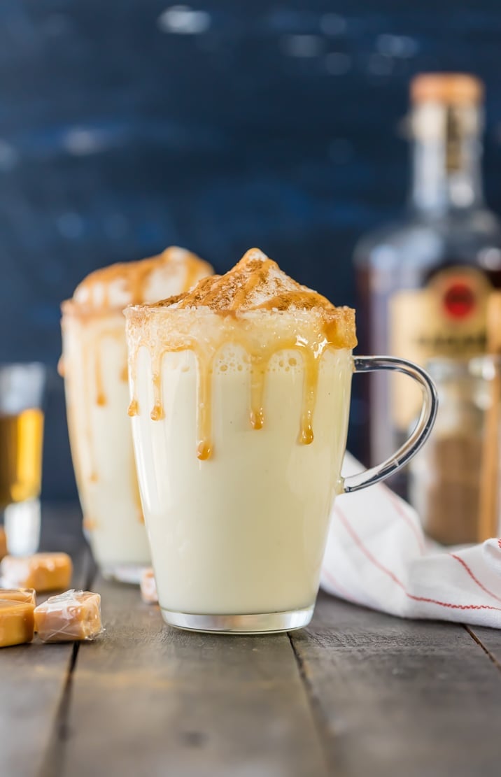 Salted Caramel eggnog recipe in a glass mug