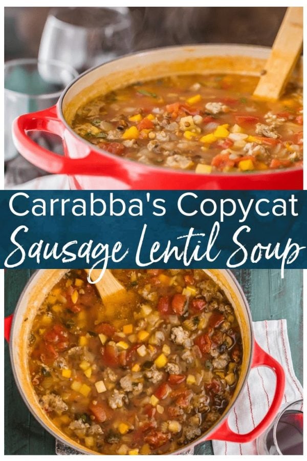 Copycat Carrabba's Sausage and Lentil Soup...your favorite restaurant comfort food made easy at home! This amazing sausage lentil soup is a staple at our house. So delicious!