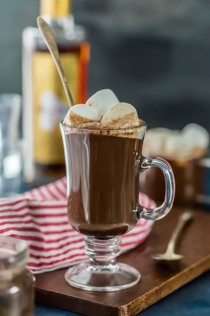 Chocolate Hot Buttered Rum in a translucent mug