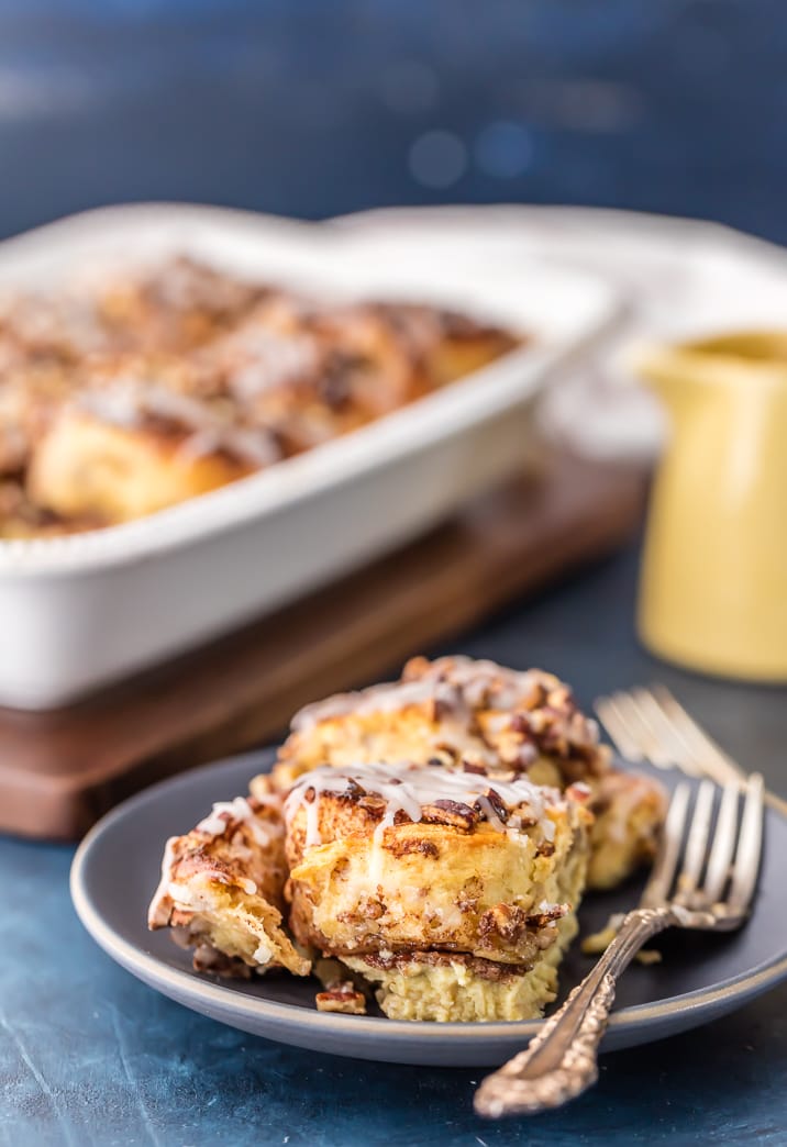 Cinnamon roll bake on a plate