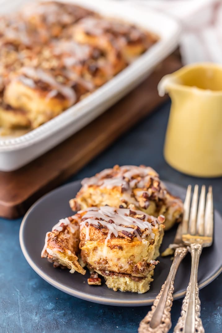 Cinnamon Roll Casserole on a plate